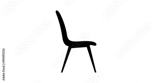 A minimalist black chair design side view presented as a silhouette