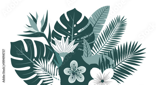 A modern and stylish monstera leaf graphic, perfect for adding a touch of nature and sophistication to marketing materials or website design, evoking 