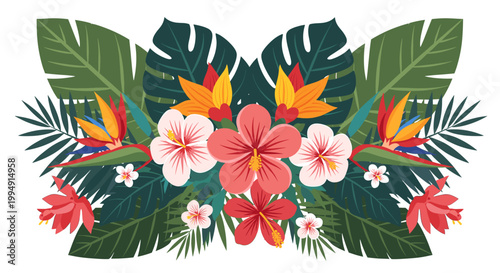 Vibrant illustration evokes a sense of flourishing and positive energy. Ideal for website design, marketing materials, or adding a tropical flair to a