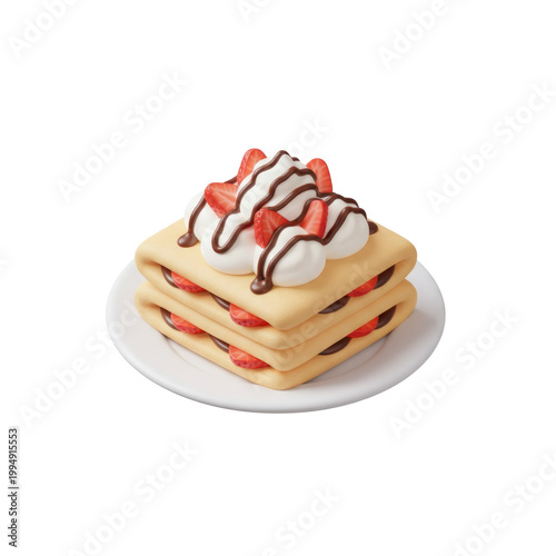 Isometric Stacked Crepes 3D Render Isolated on Transparent Background Isolated on Transparent Background, 3d render Style