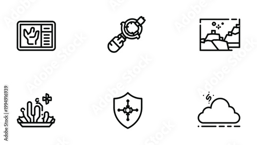 Abstract Icons: A collection of various stylized icons with line art, each with its own specific design and purpose, perfect for design and digital use.