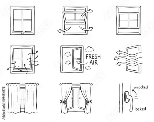 Open and Closed Window Doodle Set