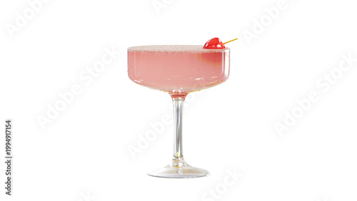 cocktail with cherry 3d rendering