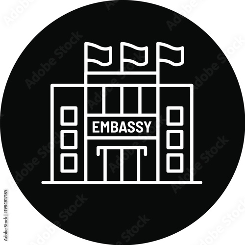 Embassy building filled style icon
