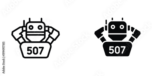 Contrasting robot icons with the number 507 on a white background