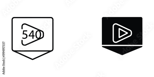 Comparison of 540 video player and standard play button icons in different color schemes