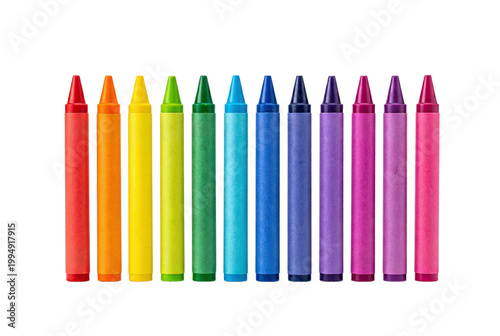Фотография Set of colorful wax crayons in rainbow order