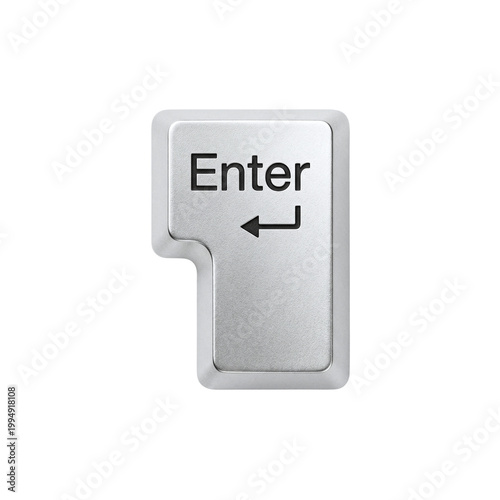 Fotografie Silver metallic computer keyboard Enter key button