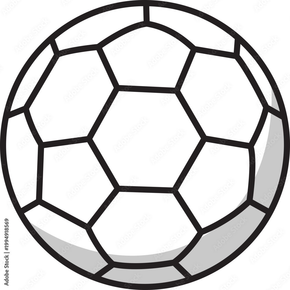 Fototapeta premium Soccer ball icon isolated on transparent background. Professional football equipment symbol with simple outline design. Graphic vector illustration for sports and leisure activities.
