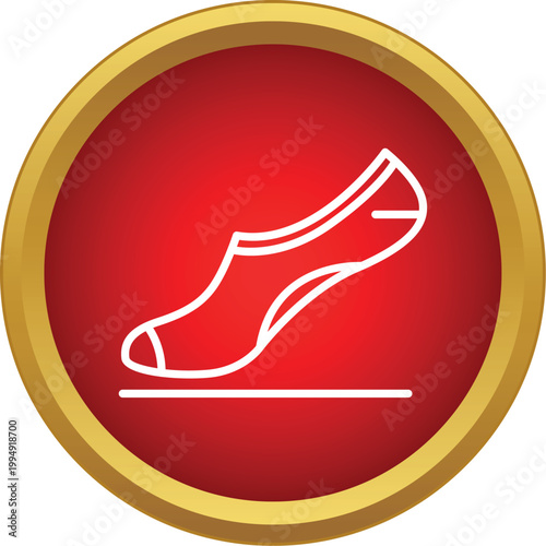 Sock icon in a red circle with gold border representing invisible foot clothing