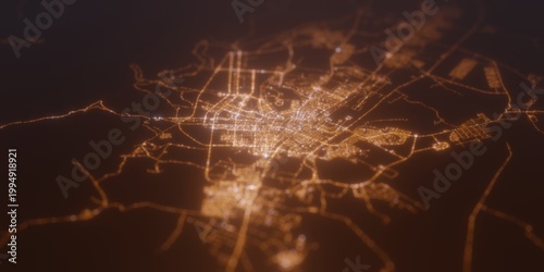 Tableau sur toile Street lights map of Ashgabat (Turkmenistan) with tilt-shift effect, view from east