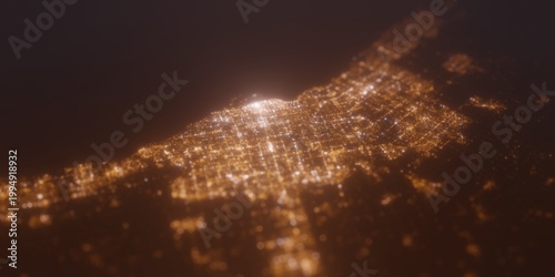 Photos Street lights map of Toronto (Canada) with tilt-shift effect, view from north