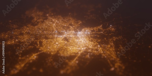 Canvastavla Street lights map of Ho Chi Minh (Vietnam) with tilt-shift effect, view from west