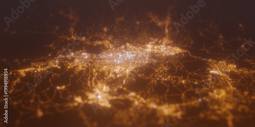 Photos Street lights map of San Salvador with tilt-shift effect, view from north