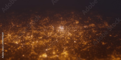 Принти на полотні Street lights map of Dortmund (Germany) with tilt-shift effect, view from south