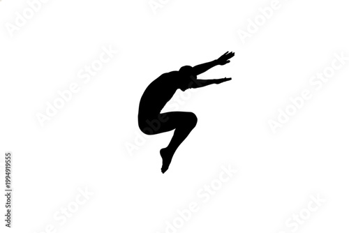 Silhouette of Athletic Elegance: Capturing the grace and power of a gymnast mid-air, a dark silhouette against a stark backdrop evokes feelings of strength and precision.