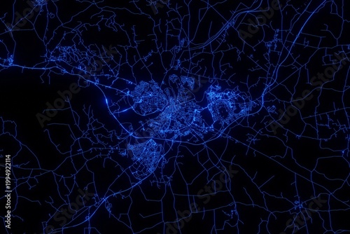 Photos Street map of Limerick (Ireland) made with blue illumination and glow effect