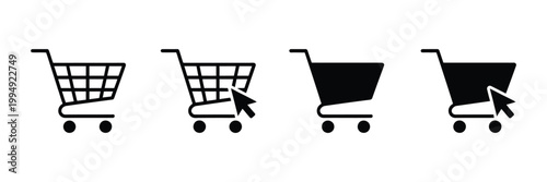 Shopping cart icon modern web store checkout symbol internet shopping buy logo sign vector illustration design concept.