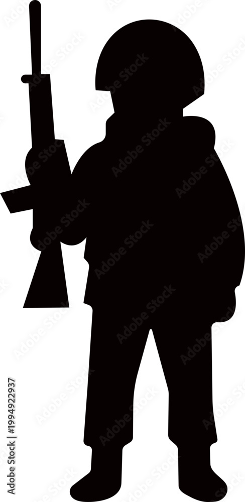 Obraz premium Army Soldier With Rifle Silhouette