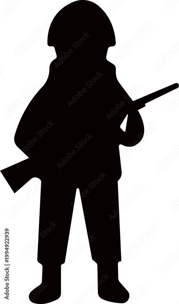 Obraz premium Military soldier silhouette with rifle