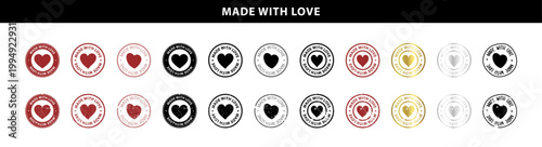 Tableau sur toile Made with Love round stamp icon set