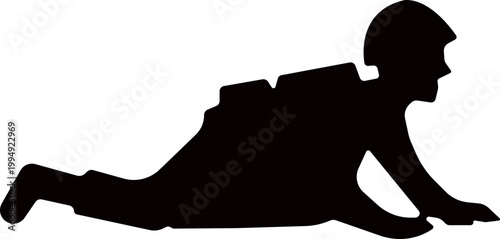Soldier crawling silhouette vector icon