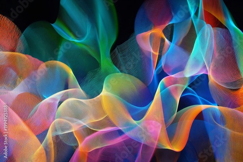 Light Trails Move in Bright Patterns During a Nighttime Art Event in the City