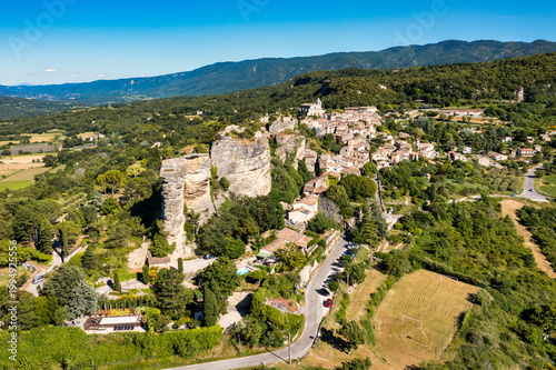 Ancient village of Saignon in Provence, known for its unique architecture and breathtaking views of the surrounding landscape. Views of ancient Saignon village in Provence, France.
