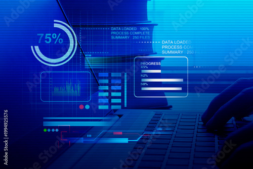 Obraz na płótnie business data analytic with AI , automation processing innovation technology , m