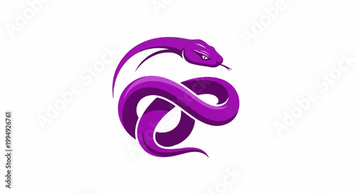 Stylized purple snake coiled in a fluid, modern design against a white backdrop