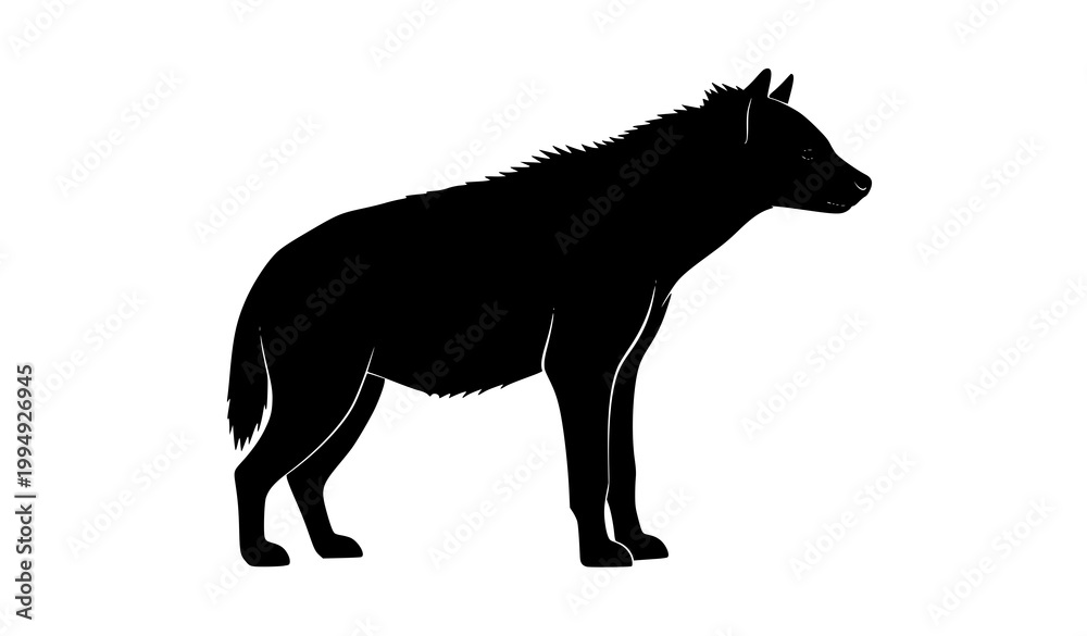 Fototapeta premium Hyena silhouette side view vector illustration of wild predator animal isolated on white background