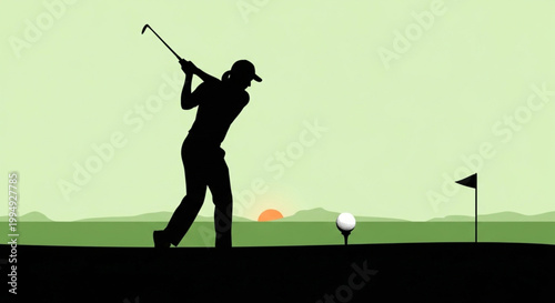 golfer silhouette at sunset