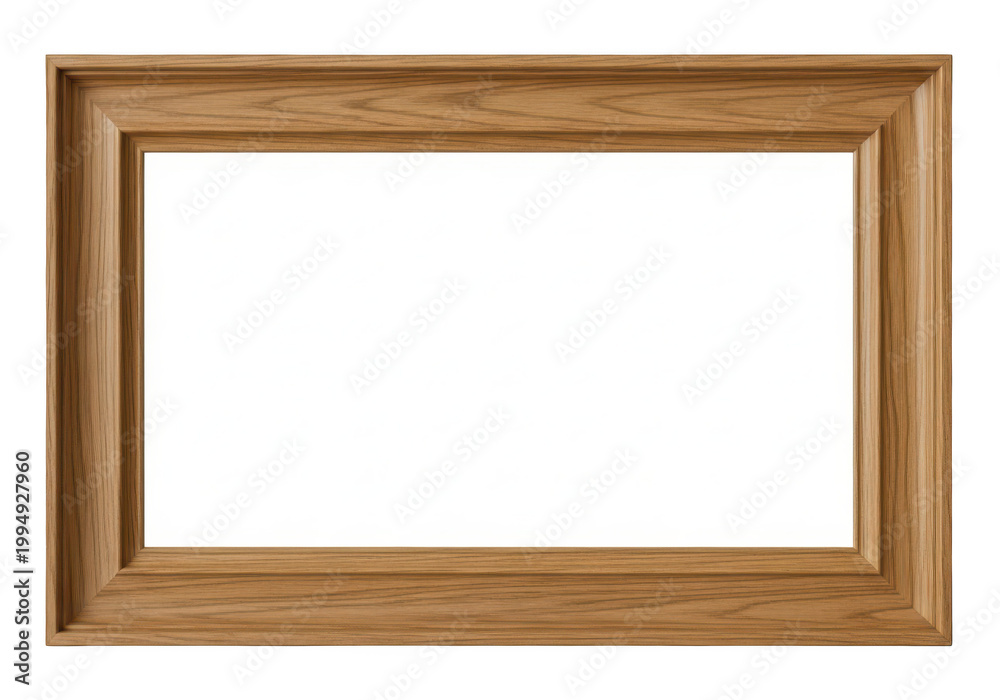 Obraz premium A classic rectangular picture frame crafted from polished natural oak wood with a beveled profile PNG isolated on transparent