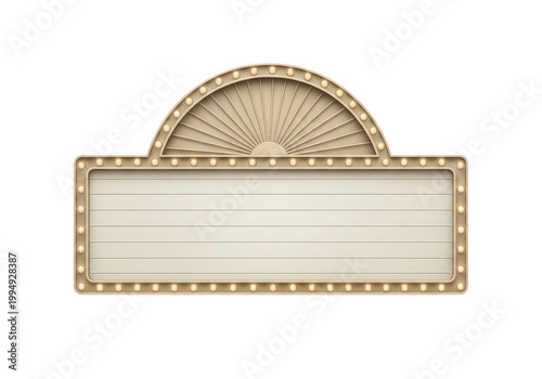 A vintage style theater marquee sign featuring a semi-circular top and classic border light bulbs PNG isolated on transparent