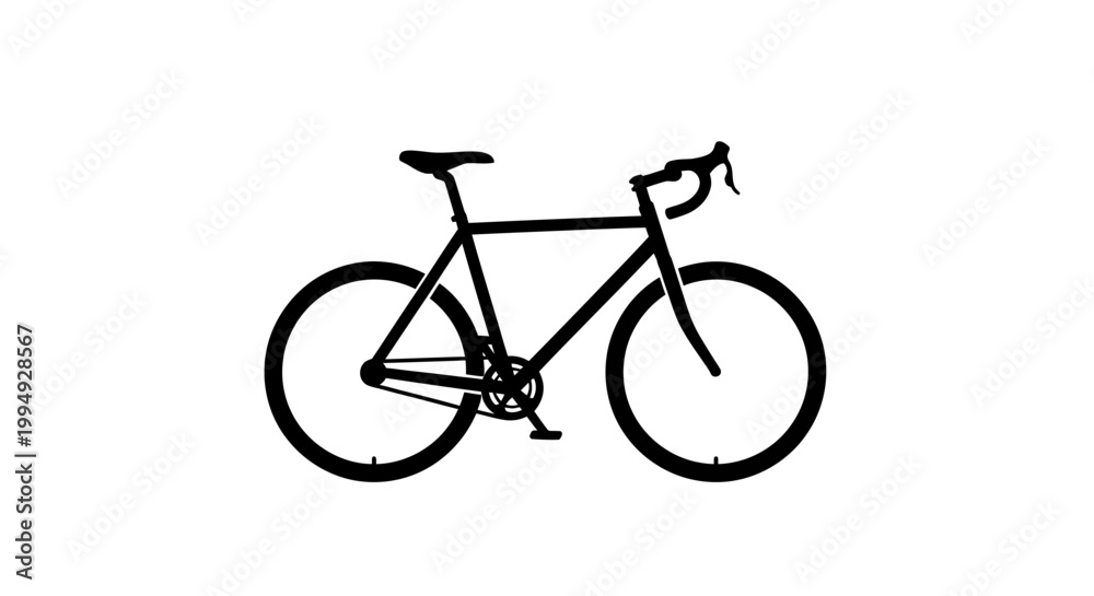 Obraz premium A stark black outline of a road bicycle distinctly shown as a silhouette
