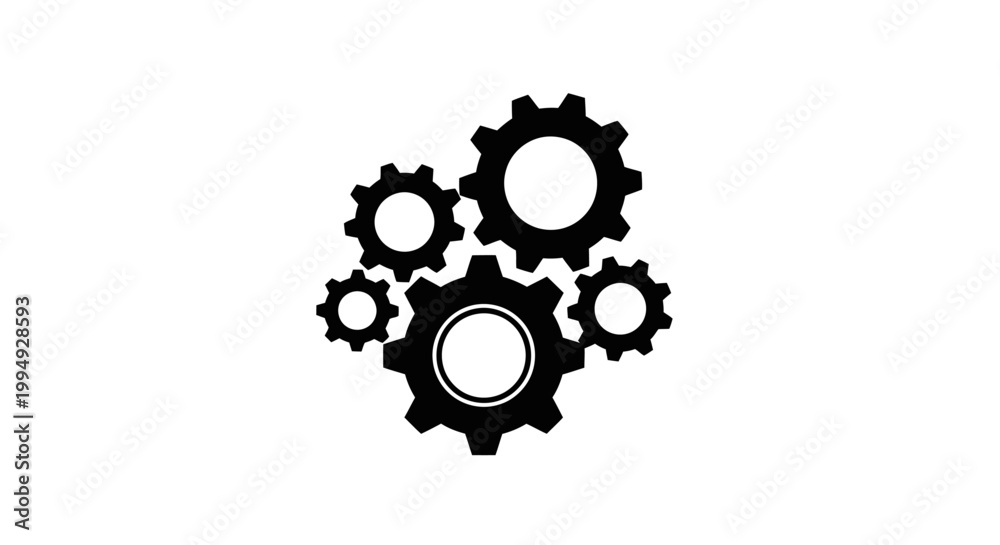 Obraz premium Black gears arranged in a cluster a striking silhouette