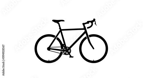 A stark black outline of a road bicycle distinctly shown as a silhouette