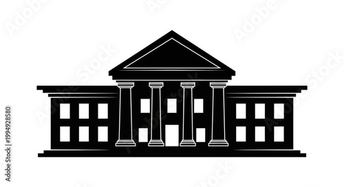 Classic neoclassical building facade with columns a striking silhouette