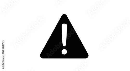 Black warning sign with exclamation point a bold silhouette
