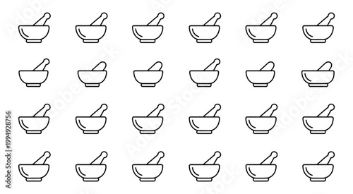 Seamless pattern mortar and pestle icons vector design symbolizing pharmacy compounding traditional medicine herbal preparation and apothecary healthcare concepts