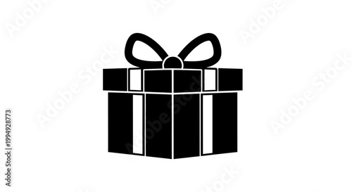 Simple black gift box with a bow a minimalist silhouette