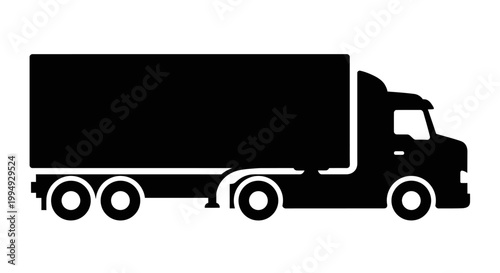 Black silhouette of a large truck.
