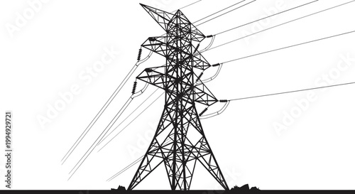 Electric power transmission tower standing tall.