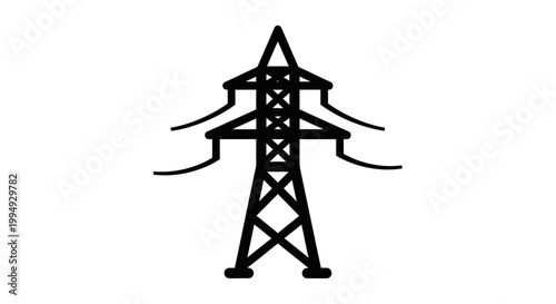 Electricity transmission tower silhouette icon.