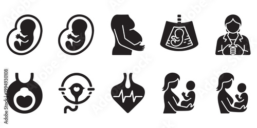 Maternity and Prenatal Care Vector Icon Collection
