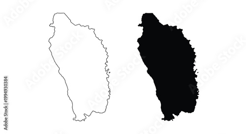 A comparative depiction of saint lucia a white outline contrasted with a solid black silhouette high quality professional