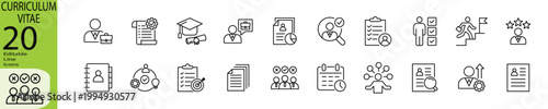 Curriculum Vitae icon set. Editable stroke.