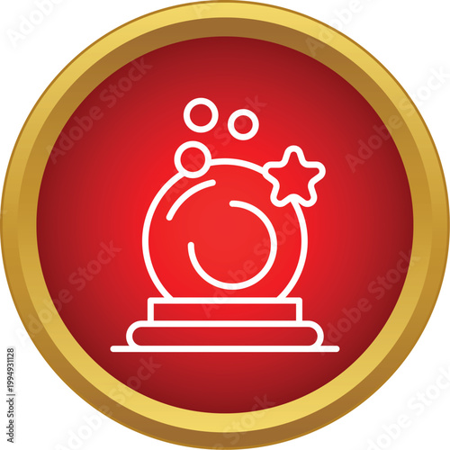 Crystal ball forecasting an unknown future on a red round button