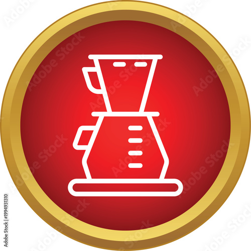 Pour over coffee brewer icon for brewing hot beverage