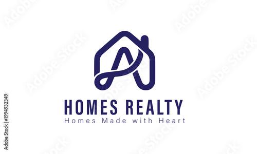 Modern Letter A Real Estate Logo Set, Minimal Monogram House Icon Collection